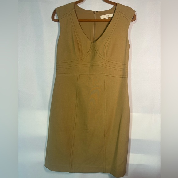 LOFT Dresses & Skirts - LOFT Tan V-Neck Midi Dress